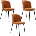 Ver imagem 2 de Kit 3 Cadeiras Sala de Jantar Estofada Gavi L02 Tecido Couríssimo Canela - Lyam Decor