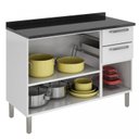 Ver imagem 4 de Balcão Cozinha em Aço 3 Portas 2 Gavetas 120cm com Tampo Dobradiças Slow Motion Tarsila Itatiaia