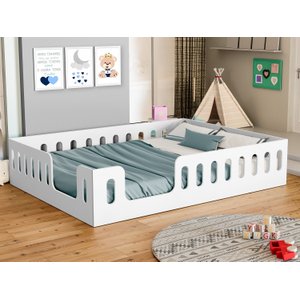 Cama Casal Penelope Montessoriana Branca e Colchão