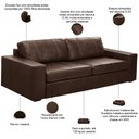 Ver imagem 4 de Sofá 2 Lugares para Sala de Estar Living 150cm Aurora L06 Couro Marrom Café - Lyam Decor
