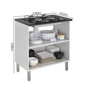 Ver imagem 3 de Balcão Cozinha em Aço 2 Portas 80cm para Cooktop 4 Bocas Dobradiças Slow Motion Tarsila Itatiaia Branco/Neve