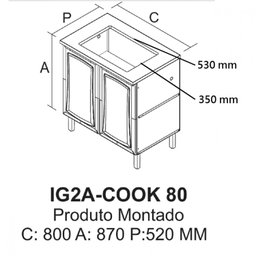 Balcão em Aço para Cooktop 4 Bocas 2 Portas ig2a-80 Tarsila Itatiaia - 4