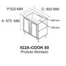 Balcão em Aço 2 Portas 80cm para Cooktop 5 Bocas Dobradiças Slow Motion Tarsila Itatiaia - 4