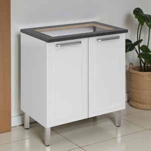 Balcão Cozinha em Aço 2 Portas 80cm para Cooktop 5 Bocas Dobradiças Slow Motion Tarsila Itatiaia 