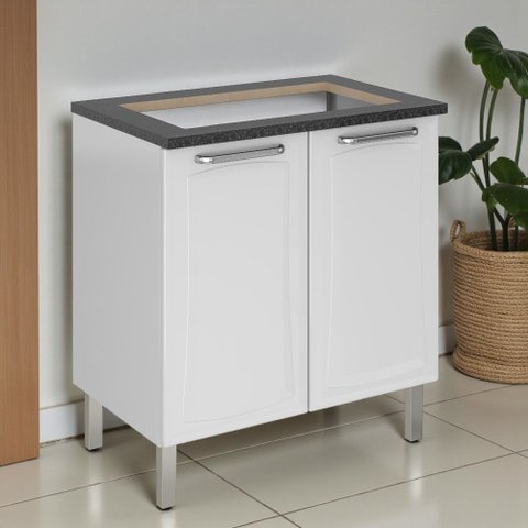 Balcão Cozinha em Aço 2 Portas 80cm para Cooktop 5 Bocas Dobradiças Slow Motion Tarsila Itatiaia 