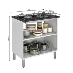 Balcão Cozinha em Aço 2 Portas 80cm para Cooktop 5 Bocas Dobradiças Slow Motion Tarsila Itatiaia - 3