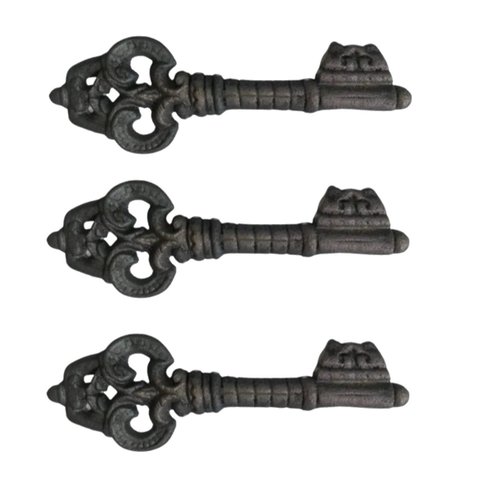 Kit 3 Chaves Decorativas Rústica Enfeite em Ferro Nº 02 26cm
