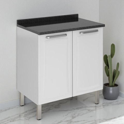 Balcão Cozinha em Aço 2 Portas 80cm com Tampo Com Dobradiças Slow Motion Tarsila Itatiaia 