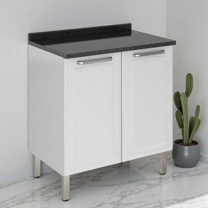 Balcão Cozinha em Aço 2 Portas 80cm com Tampo Com Dobradiças Slow Motion Tarsila Itatiaia 