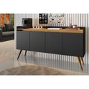 Ver imagem 1 de Aparador Buffet Gold De Sala 4 Portas Pes Palito Preto Mel Primus