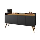 Ver imagem 3 de Aparador Buffet Gold De Sala 4 Portas Pes Palito Preto Mel Primus