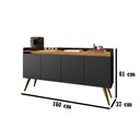 Ver imagem 2 de Aparador Buffet Gold De Sala 4 Portas Pes Palito Preto Mel Primus