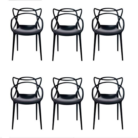 Allegra Cor Preto Cadeira Cozinha Kit com 6 Cozinha