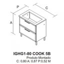 Ver imagem 5 de Balcão Cozinha em Aço 1 Porta 1 Gaveta 80cm para Cooktop 4 Bocas Tarsila Itatiaia 