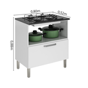 Ver imagem 3 de Balcão Cozinha em Aço 1 Porta 1 Gaveta 80cm para Cooktop 4 Bocas Tarsila Itatiaia Branco/Neve