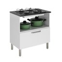 Ver imagem 4 de Balcão Cozinha em Aço 1 Porta 1 Gaveta 80cm para Cooktop 4 Bocas Tarsila Itatiaia Branco/Neve