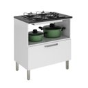 Ver imagem 4 de Balcão Cozinha em Aço 1 Porta 1 Gaveta 80cm para Cooktop 4 Bocas Tarsila Itatiaia 
