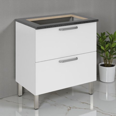 Balcão Cozinha em Aço 1 Porta 1 Gaveta 80cm para Cooktop 4 Bocas Tarsila Itatiaia 