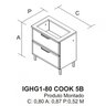 Balcão em Aço para Cooktop 5 Bocas 1 Porta 1 Gaveta Igh1g1-80 Tarsila Itatiaia - 4