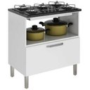 Ver imagem 4 de Balcão Cozinha em Aço 1 Porta 1 Gaveta 80cm para Cooktop 5 Bocas Tarsila Itatiaia Branco/Neve