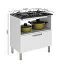 Ver imagem 3 de Balcão Cozinha em Aço 1 Porta 1 Gaveta 80cm para Cooktop 5 Bocas Tarsila Itatiaia Branco/Neve
