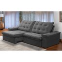 Ver imagem 1 de Sofá Retrátil e Reclinável Alasca New 3 Lugares Veludo Cinza 210cm -Ferguile