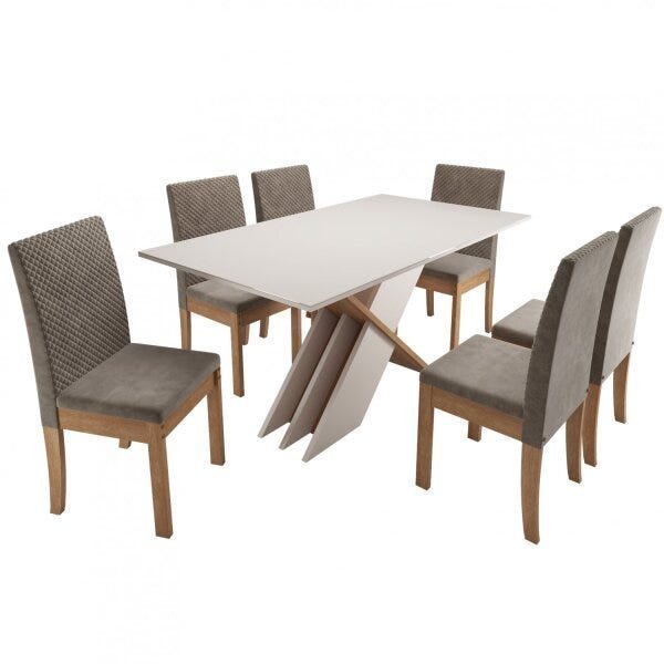 Conjunto Sala de Jantar Mesa Tampo de Vidro/MDF com 6 Cadeiras Diamante Sarah Sonetto Móveis - 2