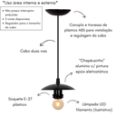 Ver imagem 3 de Pendente Luminária de Teto Bocal Simples Retrô Suporte Plástico - Soquete E-27 – Abf Luminárias:pret