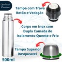 Ver imagem 2 de Garrafa Térmica Inox 500 Ml Leve e Compacta para Todas As Ocasiões