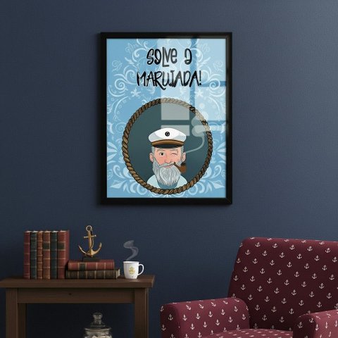 Quadro Decorativo Umbanda Salve a Marujada - 70x50cm:moldura Preta
