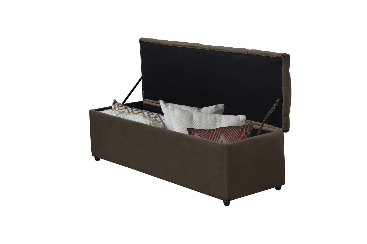 Calçadeira Baú Imperatriz 100 cm Suede Marrom Escuro - 3