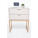 Ver imagem 5 de Kit 2 Mesas de Cabeceira Off White Industrial Eco 40cm com 2 Gavetas Base Dourada - Enviamos Montado