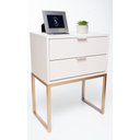 Ver imagem 6 de Kit 2 Mesas de Cabeceira Off White Industrial Eco 40cm com 2 Gavetas Base Dourada - Enviamos Montado