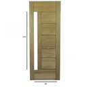 Ver imagem 2 de Folha de Porta Madeira Maciça com 7 Réguas Horizontais com Vidro Lateral 210x80cm Jomadi Marrom/Verniz