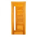Ver imagem 1 de Folha de Porta Madeira Maciça com 7 Réguas Horizontais com Vidro Lateral 210x80cm Jomadi Marrom/Verniz