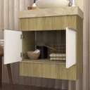 Ver imagem 2 de Gabinete para Banheiro Suspenso Slim 60cm Yescasa Bege/Wood/Branco