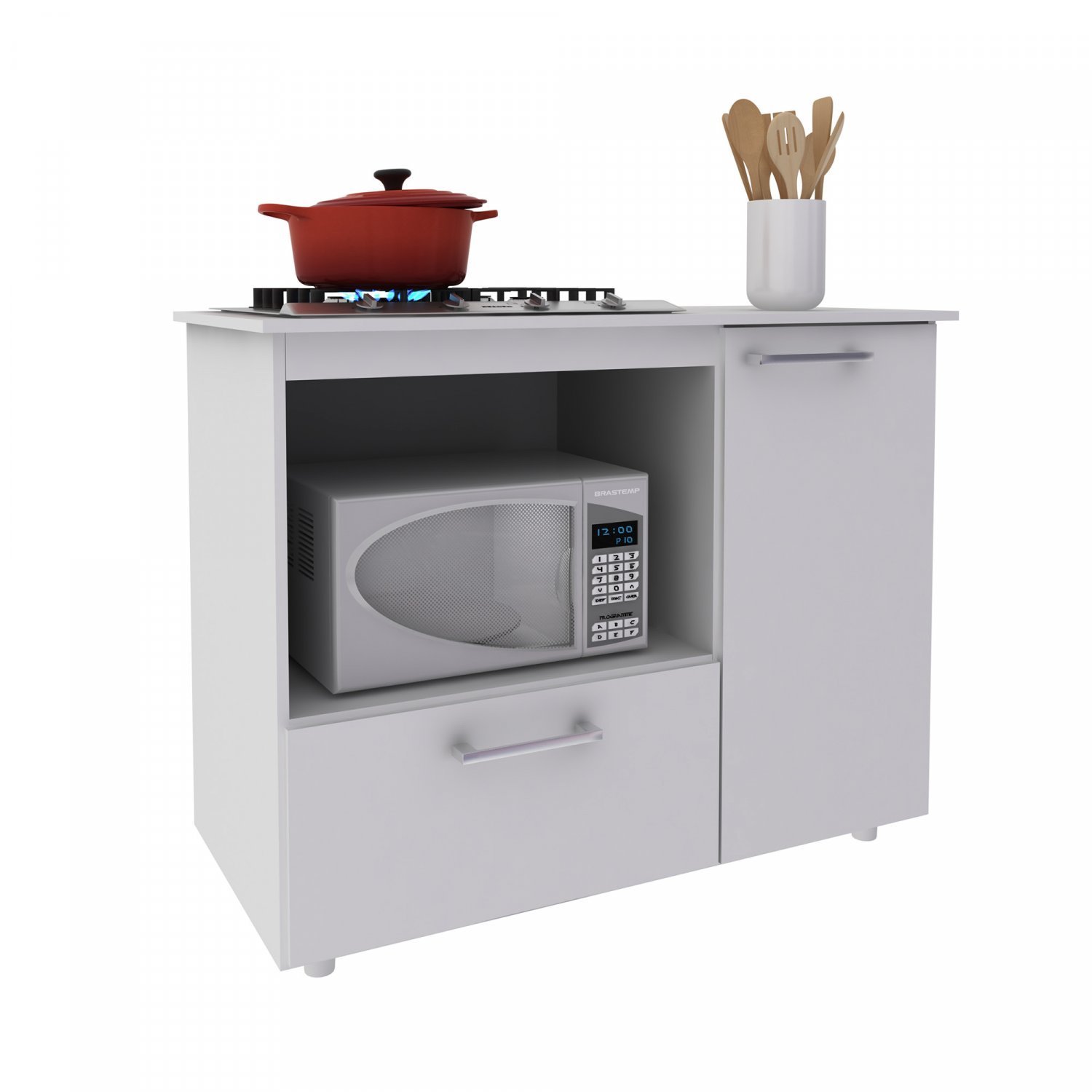 Balcão Cooktop 5 Bocas 2 Portas Espaço para Forno Elétrico 36L J