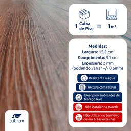 Piso Vinílico Autocolante Régua Amadeirado por M² Imbuia Tubrax - 3