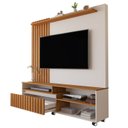 Ver imagem 2 de Estante Home Theater Ripado para TV até 65 Polegadas MDF 160x188cm Rodízios Havana