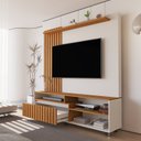 Ver imagem 4 de Estante Home Theater Ripado para TV até 65 Polegadas MDF 160x188cm Rodízios Havana
