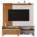 Ver imagem 5 de Estante Home Theater Ripado para TV até 65 Polegadas MDF 160x188cm Rodízios Havana