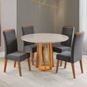 Ver imagem 1 de Mesa de Jantar 4 Lugares Finestra com Vidro Mel/off White/cinza - Viero Móveis