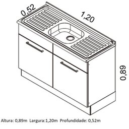 Balcão em Aço de Cozinha com Pia Inox 2 Portas e Rodapé Exclusive Itatiaia - 5