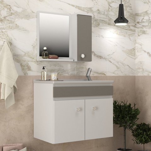 Conjunto para Banheiro Samba 55 Branco/Cimento