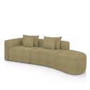 Ver imagem 2 de Sofá Curvo Decorativo Kimiko 287cm 2 Lugares Sala de Estar com Chaise Bouclê Bege G52 - Gran Belo