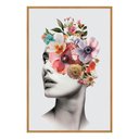 Ver imagem 2 de Quadro Decorativo Coleção Florais - Mulher Floral Cor:moldura Freijo;título:40x60 com Vidro Acrílico