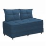 Pufe Cama Dobrável Casal 130cm com 02 Almofadas - Suede Azul - 1
