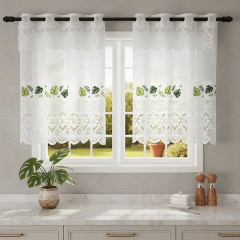 Cortina Pia Bando Vitro Formosa Renda Cozinha 1,60x0,80x0,20:Costela Adão
