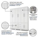 Ver imagem 4 de Guarda-Roupa Casal 10 Portas, 3 Gavetas e Pés MDF Safira Plus Branco