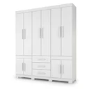 Ver imagem 2 de Guarda-Roupa Casal 10 Portas, 3 Gavetas e Pés MDF Safira Plus Branco
